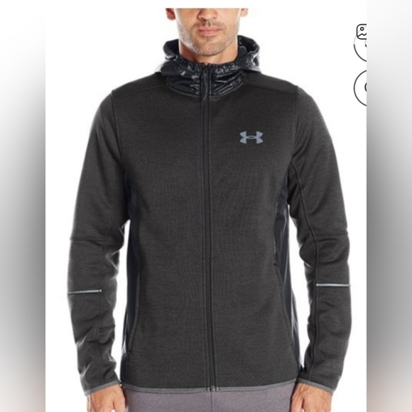 NWT UNDER ARMOURR Black Hooded Jacket For Men Stealth Grey Water Resistant - Picture 1 of 8